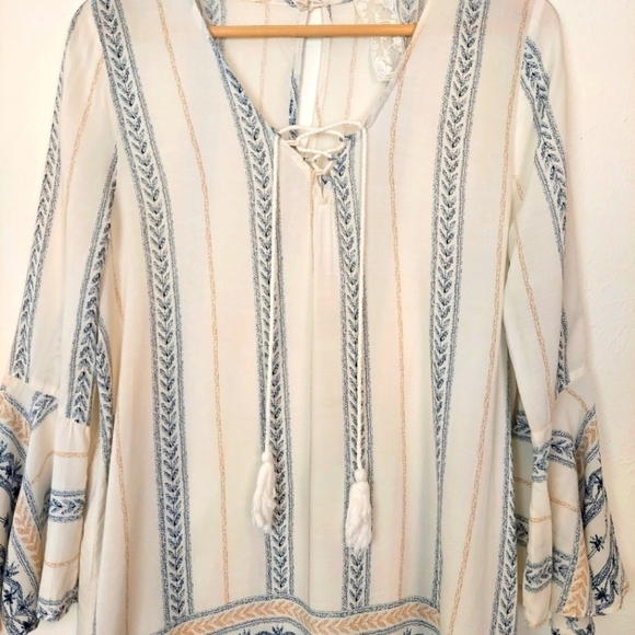 Sadie & Sage Floral Stripe V-Neck Beach BohoTunic - Picture 2 of 7